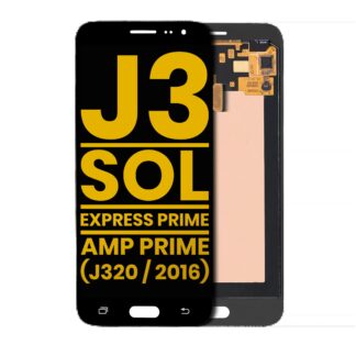 OLED Display ohne Rahmen für Samsung Galaxy J3 / Sol 4G / Express Prime / Amp Prime (J320 / 2016) (professionell aufgearbeitet) (Black (Schwarz))
