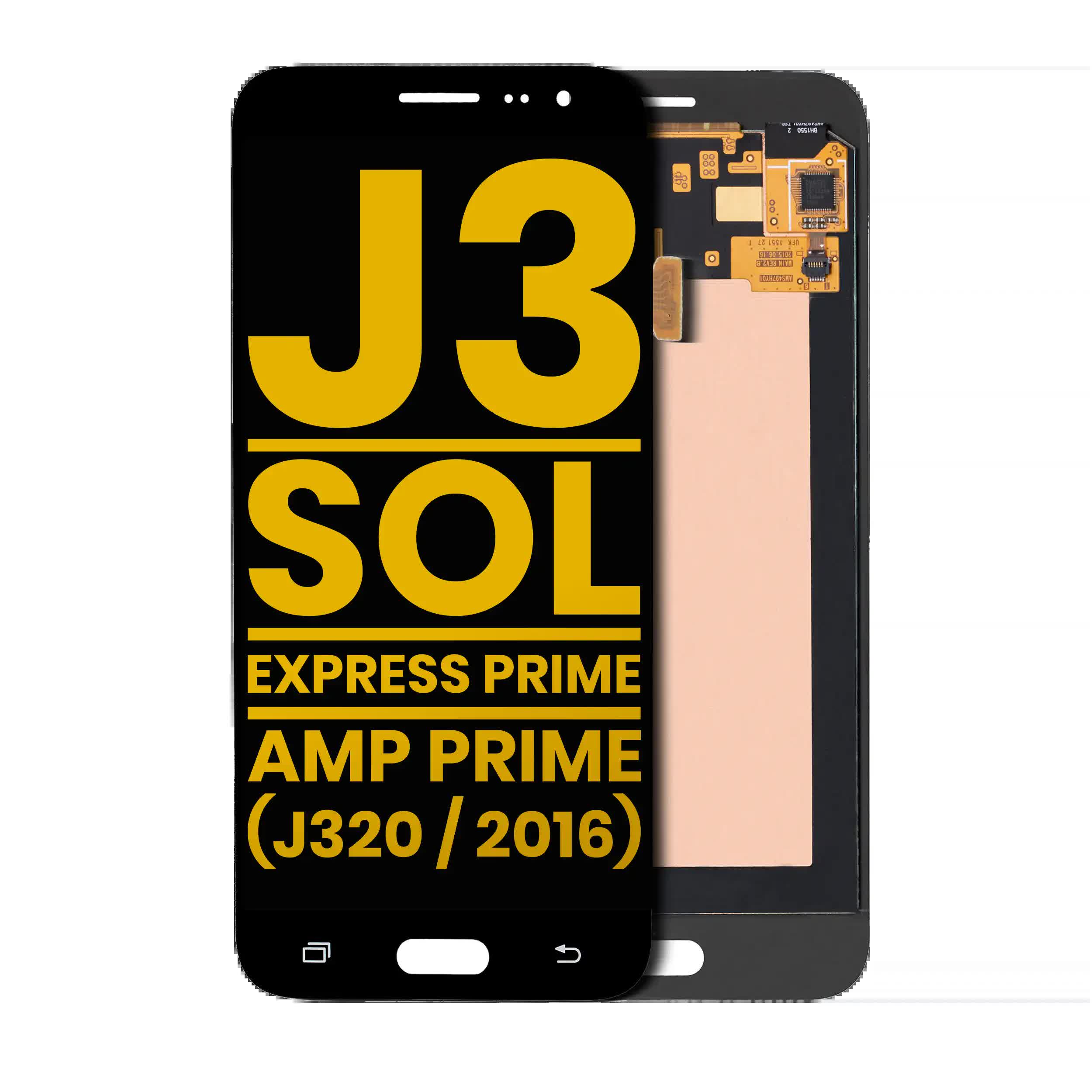 OLED Display ohne Rahmen für Samsung Galaxy J3 / Sol 4G / Express Prime / Amp Prime (J320 / 2016) (professionell aufgearbeitet) (Black (Schwarz))