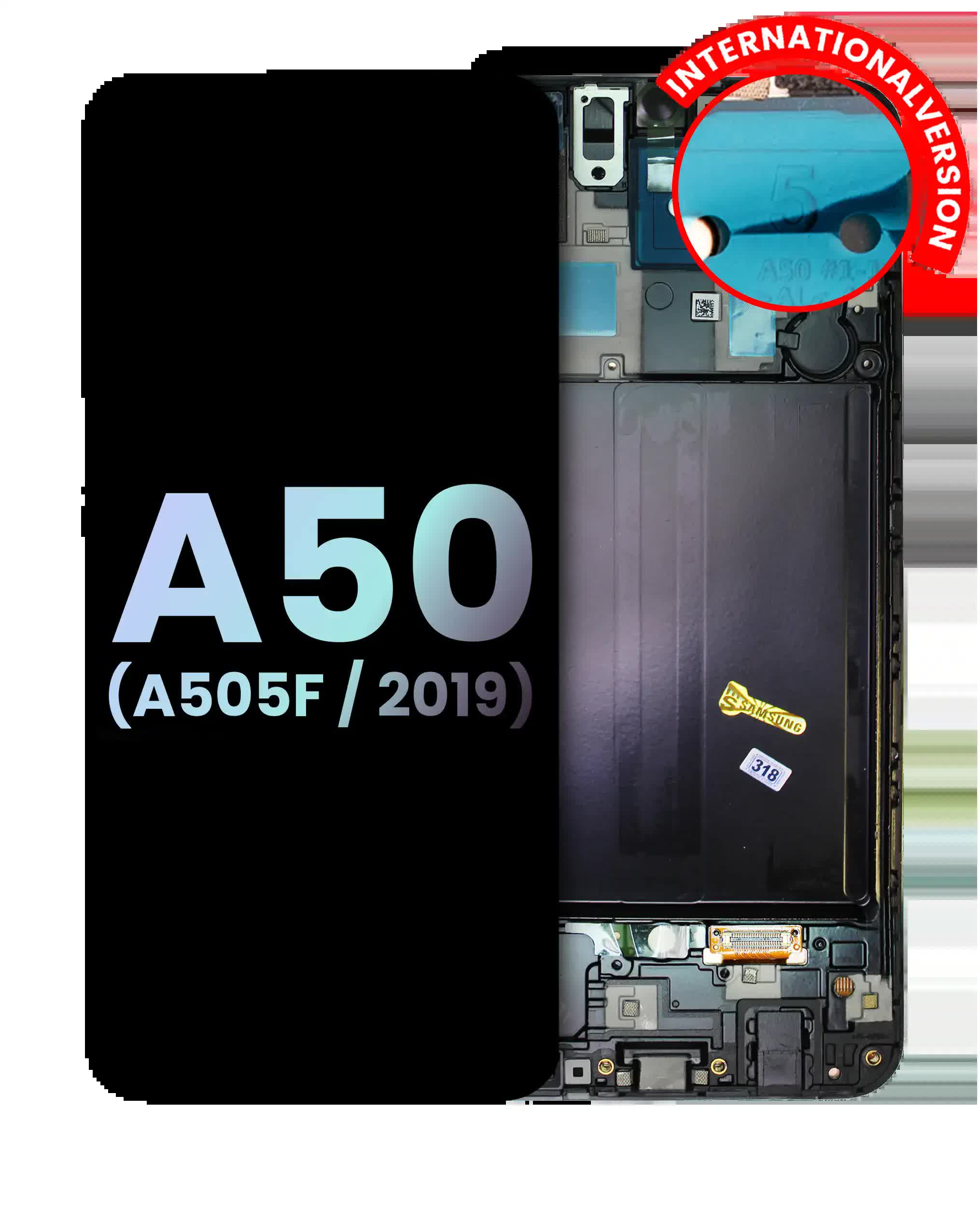 OLED Display mit Rahmen für Samsung Galaxy A50 (A505F / 2019) (International Version) (Service Pack)