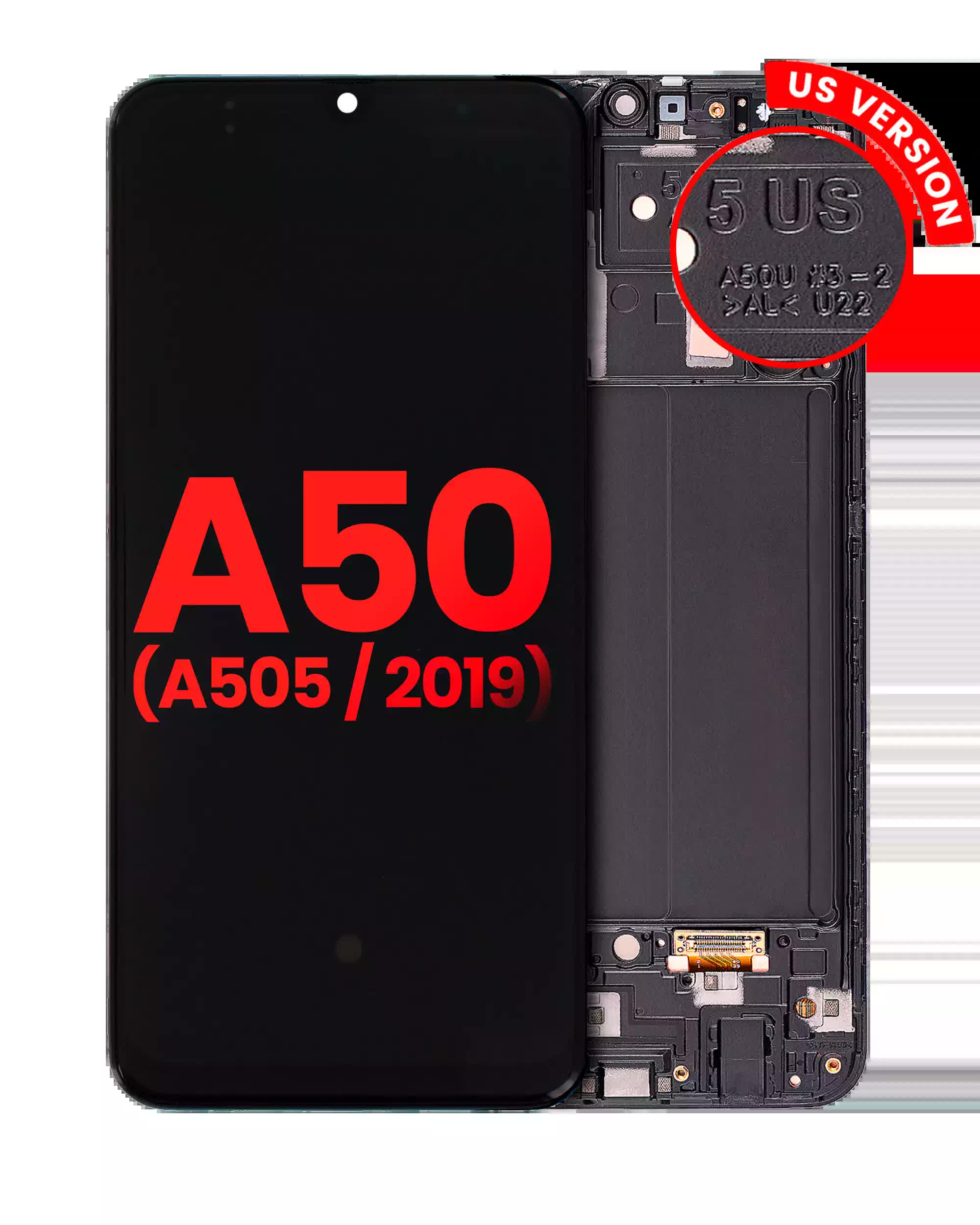 OLED Display mit Rahmen für Samsung Galaxy A50 (A505 / 2019) (US-Version) (Aftermarket Plus)