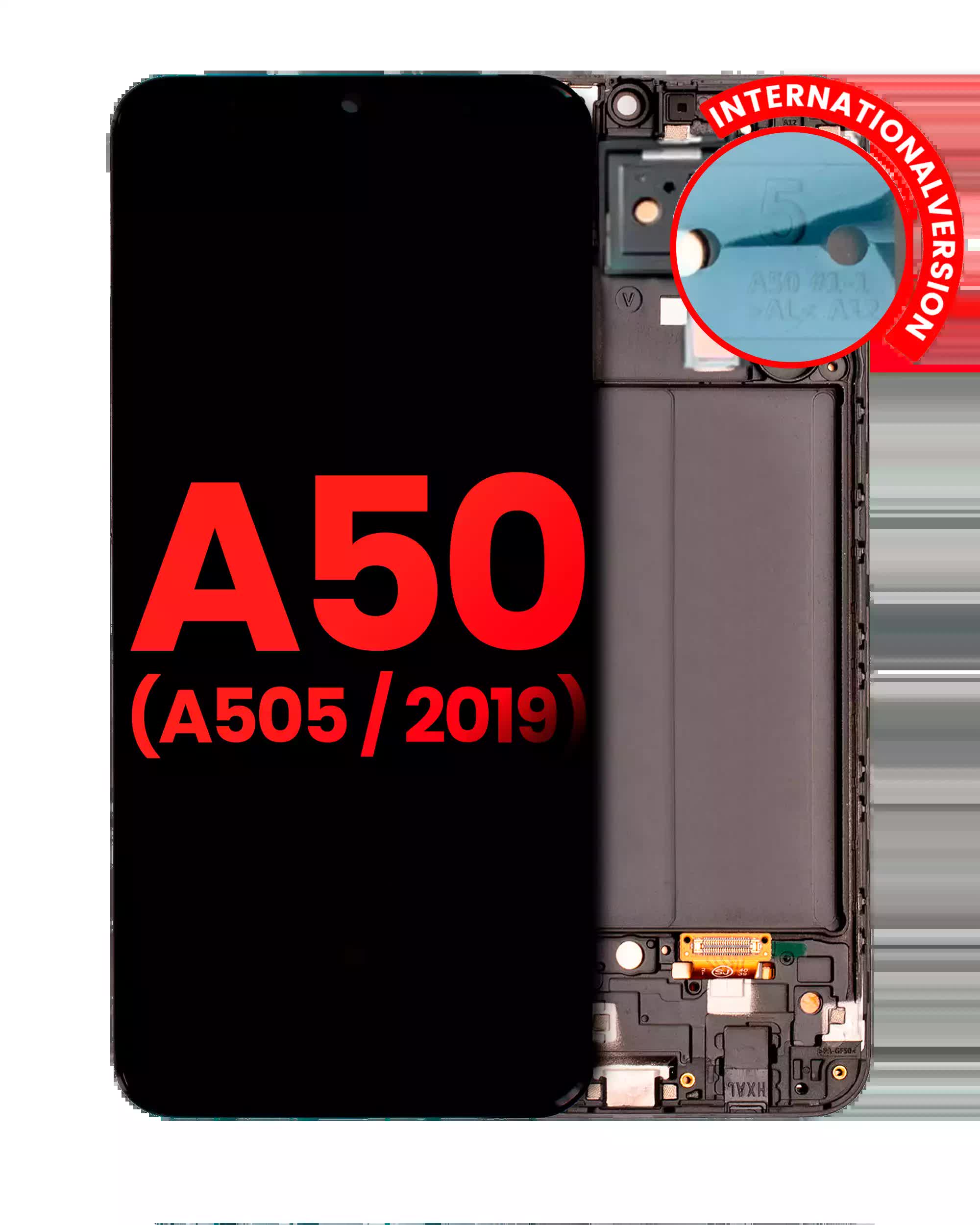 OLED Display mit Rahmen für Samsung Galaxy A50 (A505 / 2019) (International Version) (Aftermarket Plus)