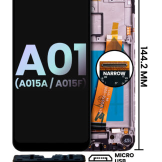 LCD Display mit Rahmen für Samsung Galaxy A01 (A015A / A015F) (Micro USB Rahmen / Narrow FPC-Anschluss) (Service Pack)