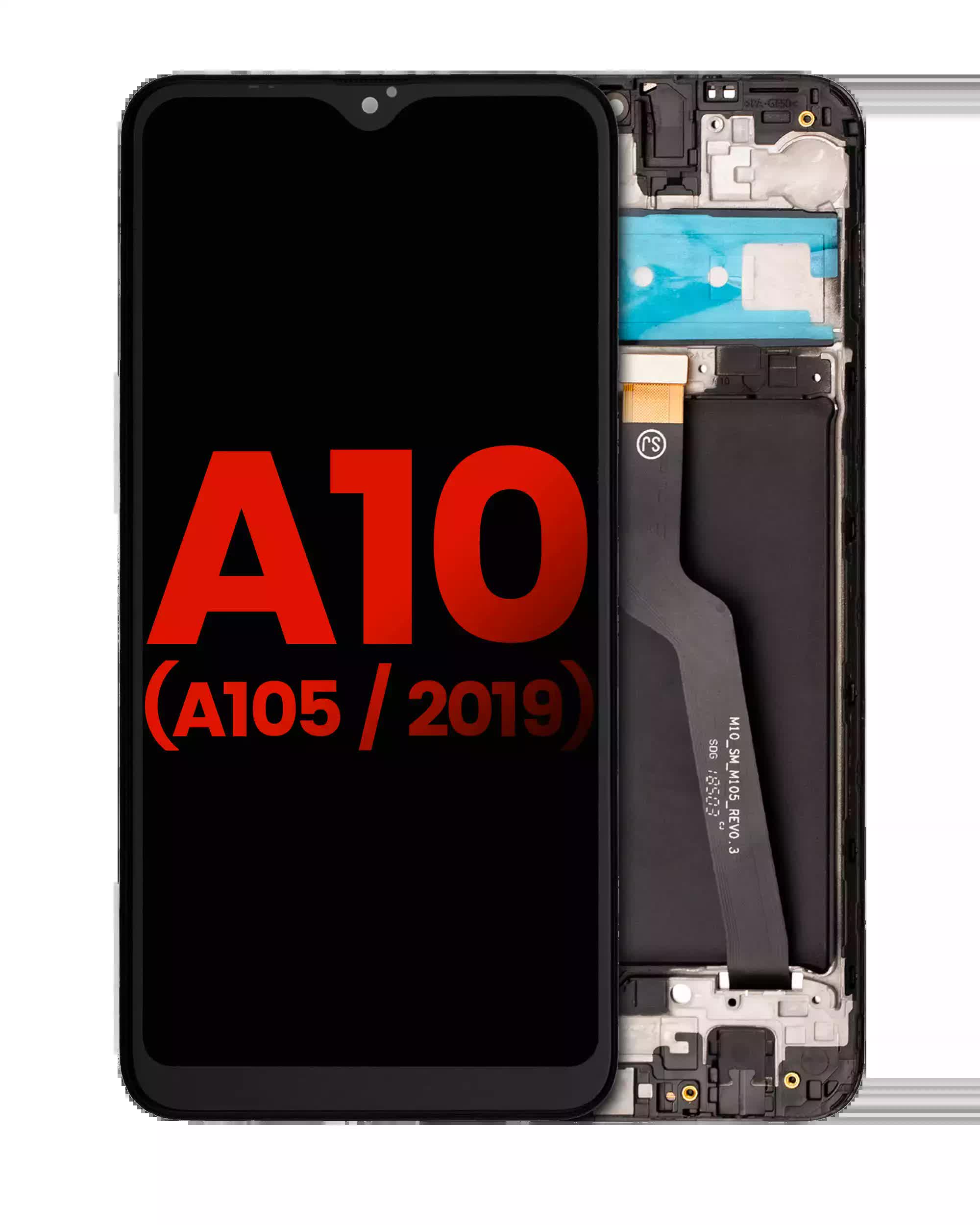 LCD Display mit Rahmen für Samsung Galaxy A10 (A105 / 2019) (Single Card Version) (Aftermarket Plus)