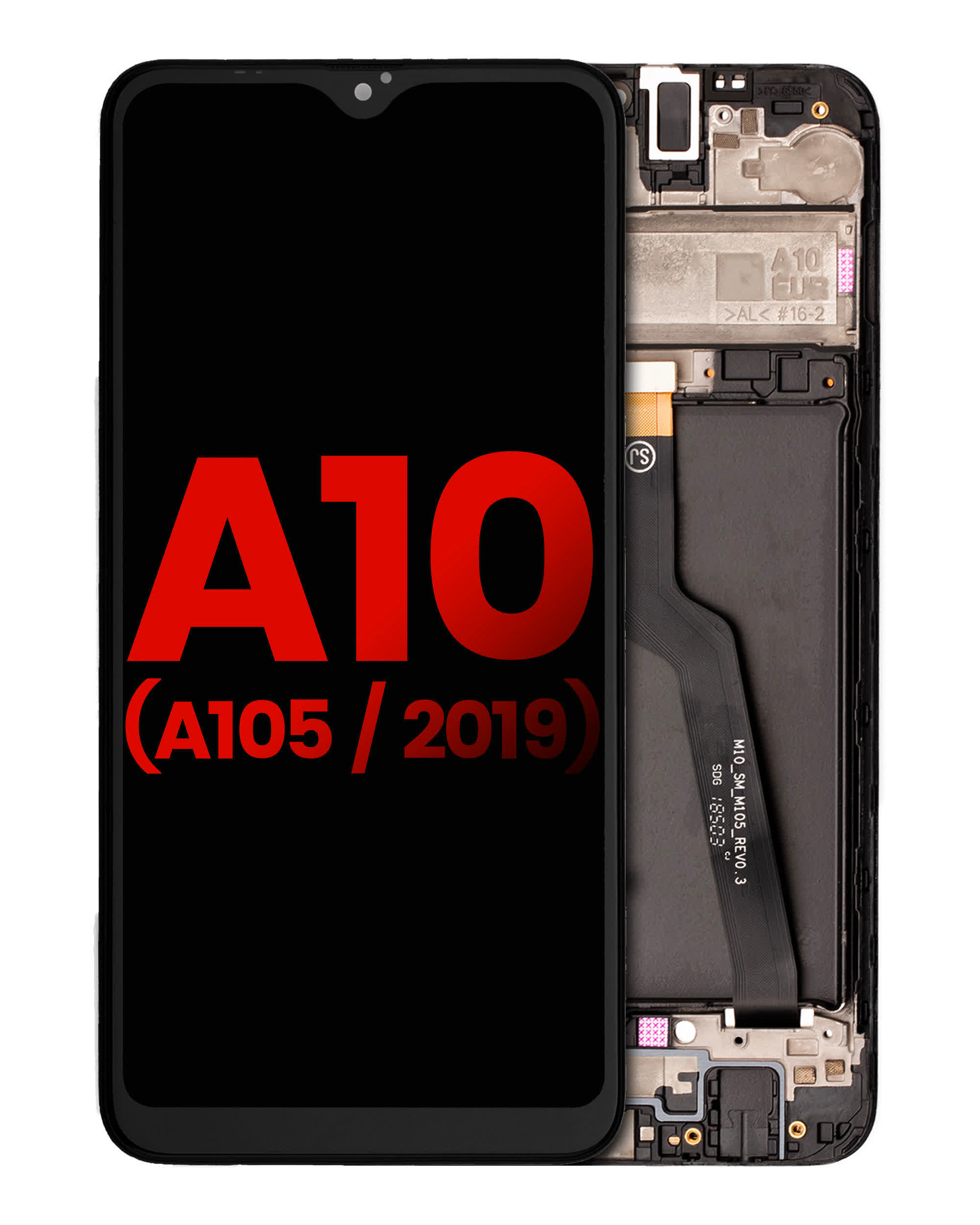 LCD Display mit Rahmen für Samsung Galaxy A10 (A105 / 2019) (Dual Card Version) (Aftermarket Plus)