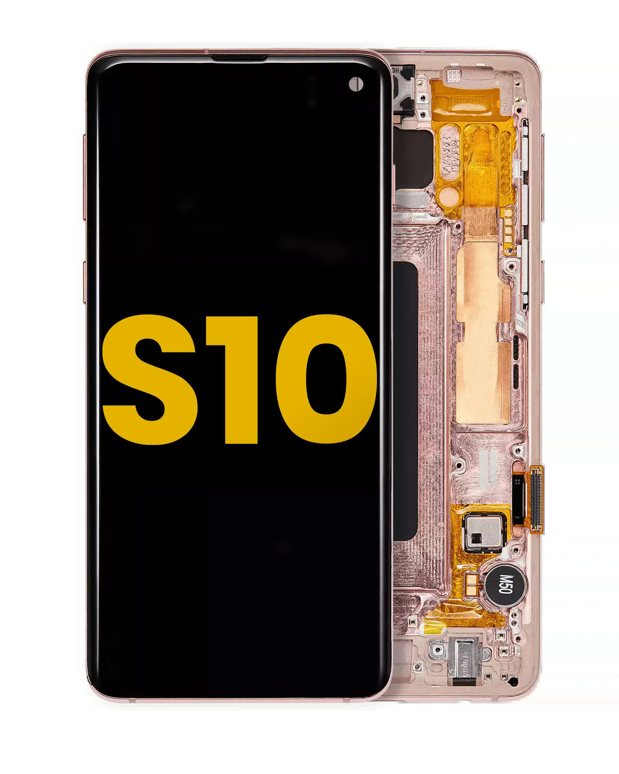 OLED Display mit Rahmen für Samsung Galaxy S10 (professionell aufgearbeitet) (Flamingo Pink (Rosa))