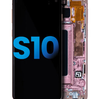 LCD Display mit Rahmen (ohne Fingerprint Sensor) für Samsung Galaxy S10 (Aftermarket Plus: TFT) (Flamingo Pink (Rosa))