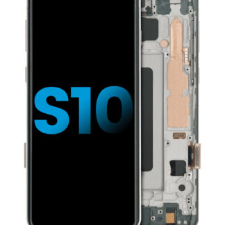 LCD Display mit Rahmen (ohne Fingerprint Sensor) für Samsung Galaxy S10 (Aftermarket Plus: TFT) (Prism Black)