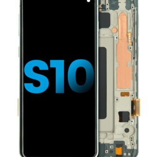 LCD Display mit Rahmen (ohne Fingerprint Sensor) für Samsung Galaxy S10 (Aftermarket Plus: TFT) (Prism Green)