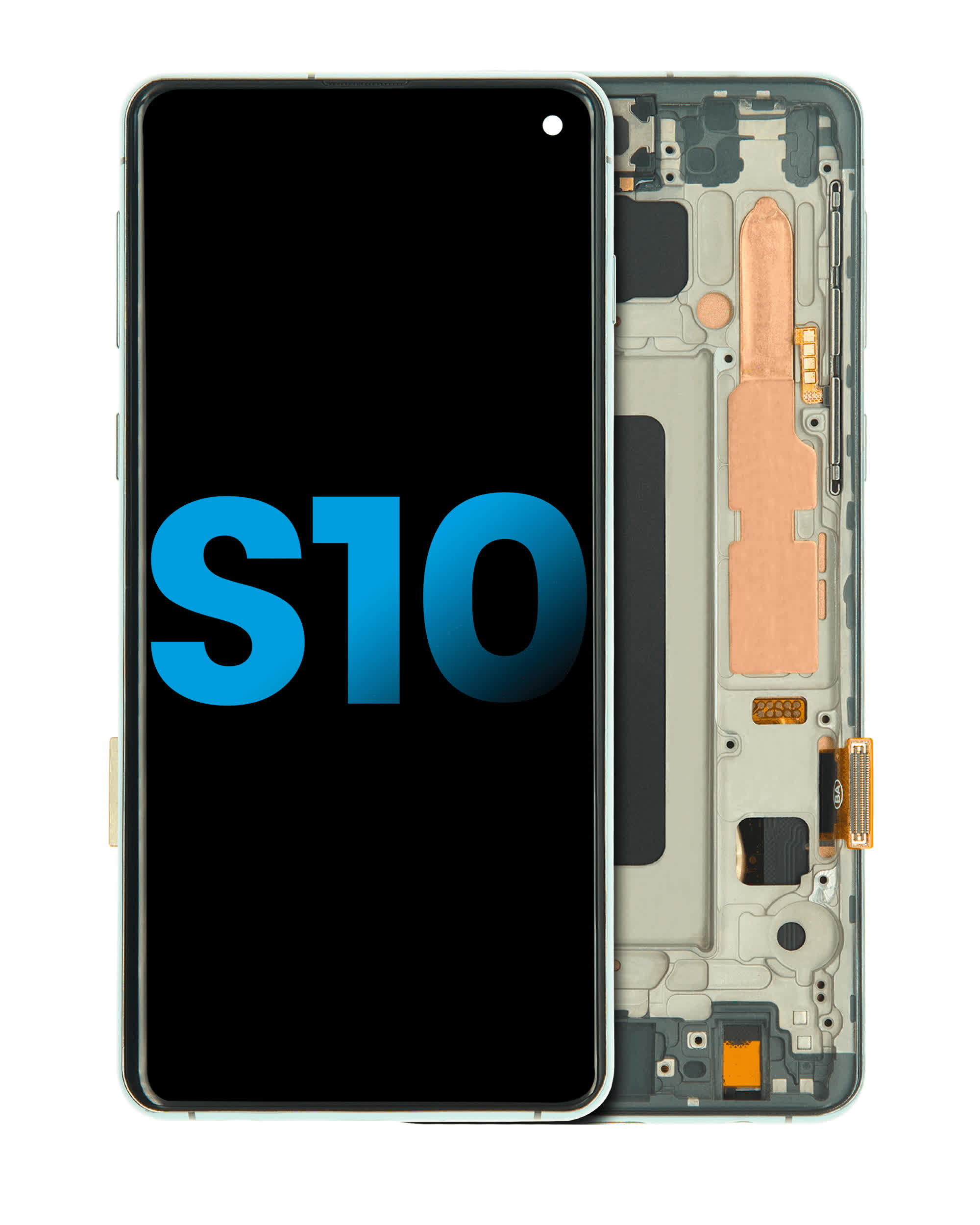 LCD Display mit Rahmen (ohne Fingerprint Sensor) für Samsung Galaxy S10 (Aftermarket Plus: TFT) (Prism Green)