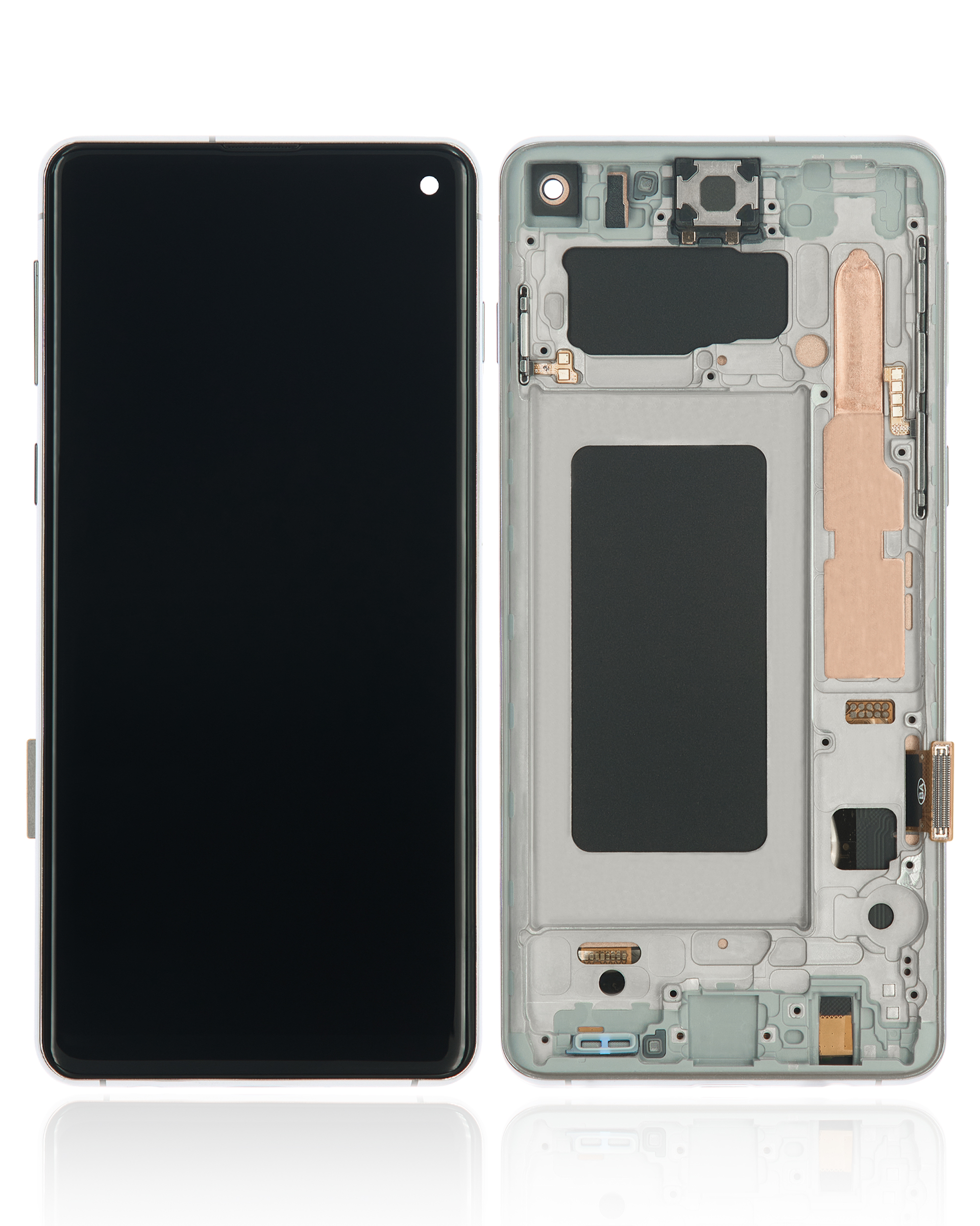 LCD Display mit Rahmen (ohne Fingerprint Sensor) für Samsung Galaxy S10 (Aftermarket Plus: TFT) (Prism White) – Bild 2