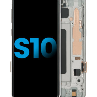LCD Display mit Rahmen (ohne Fingerprint Sensor) für Samsung Galaxy S10 (Aftermarket Plus: TFT) (Prism White)