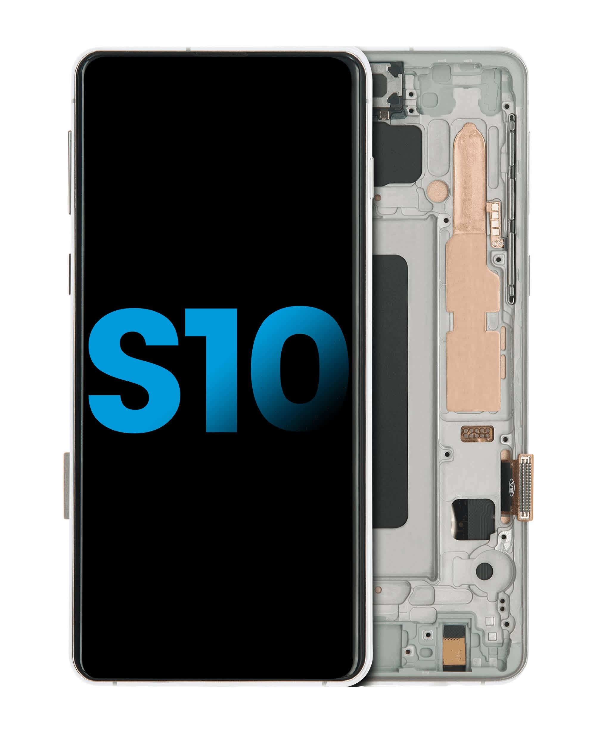 LCD Display mit Rahmen (ohne Fingerprint Sensor) für Samsung Galaxy S10 (Aftermarket Plus: TFT) (Prism White)
