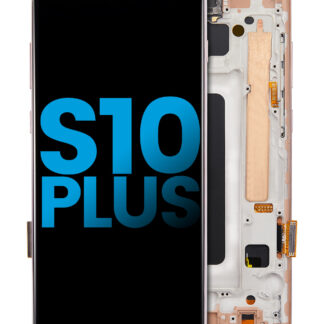 LCD Display mit Rahmen (ohne Fingerprint Sensor) für Samsung Galaxy S10 Plus (Aftermarket Plus: TFT) (Flamingo Pink (Rosa))