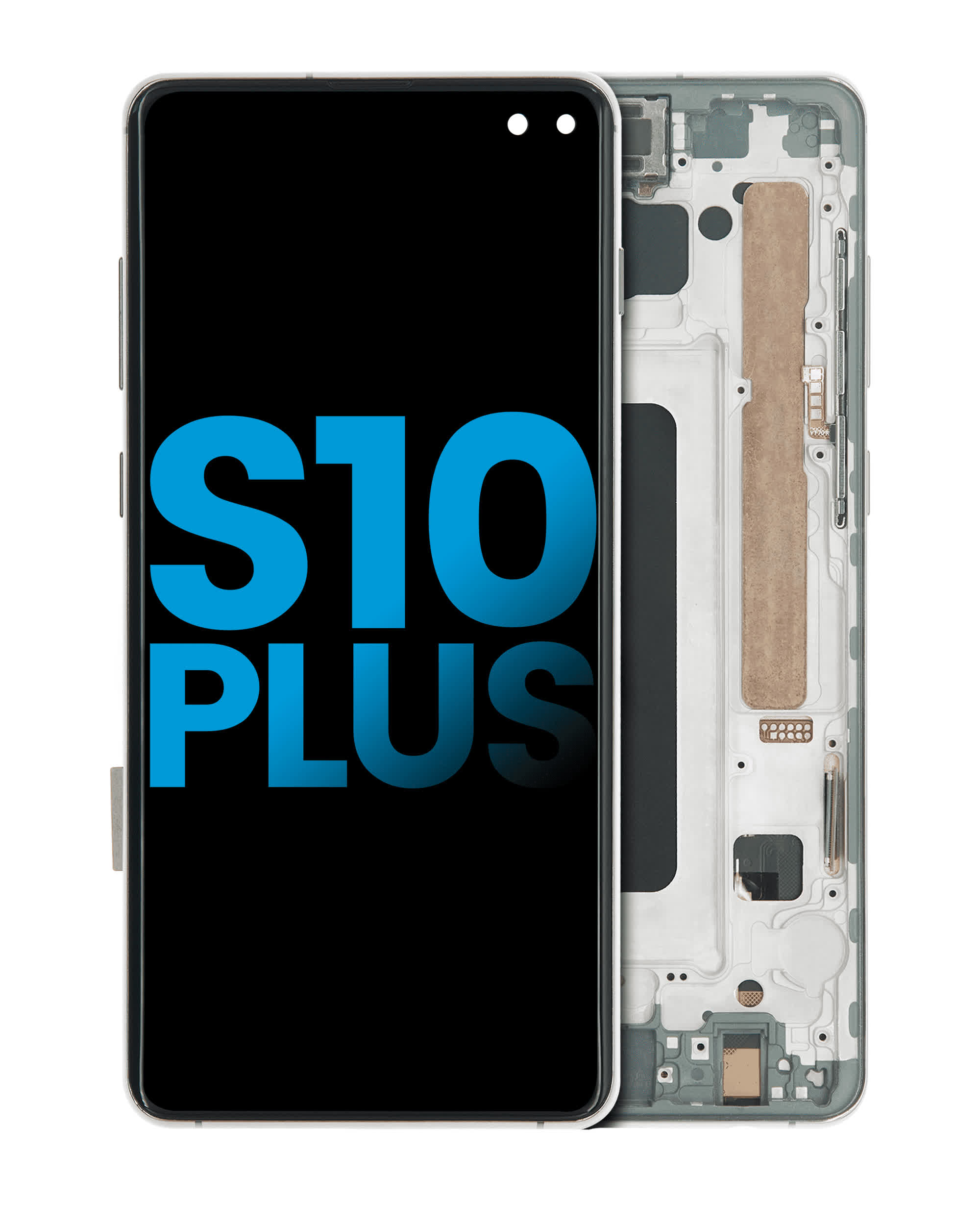 LCD Display mit Rahmen (ohne FingerPrint Sensor) für Samsung Galaxy S10 Plus (Aftermarket Plus: TFT) (Prism / Ceramic Black)