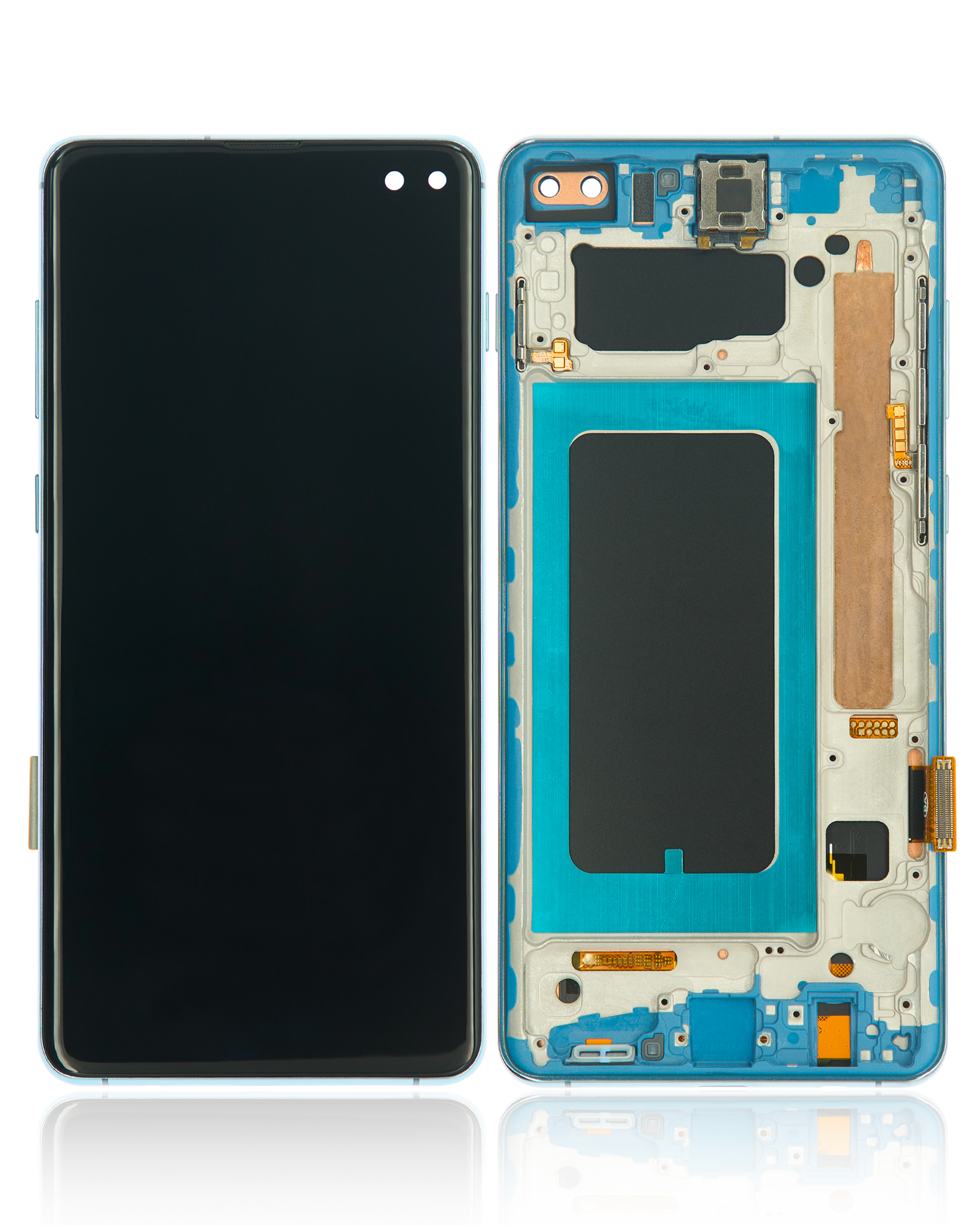 LCD Display mit Rahmen (ohne Fingerprint Sensor) für Samsung Galaxy S10 Plus (Aftermarket Plus: TFT) (Prism Blue) – Bild 2