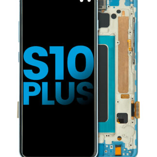 LCD Display mit Rahmen (ohne Fingerprint Sensor) für Samsung Galaxy S10 Plus (Aftermarket Plus: TFT) (Prism Blue)
