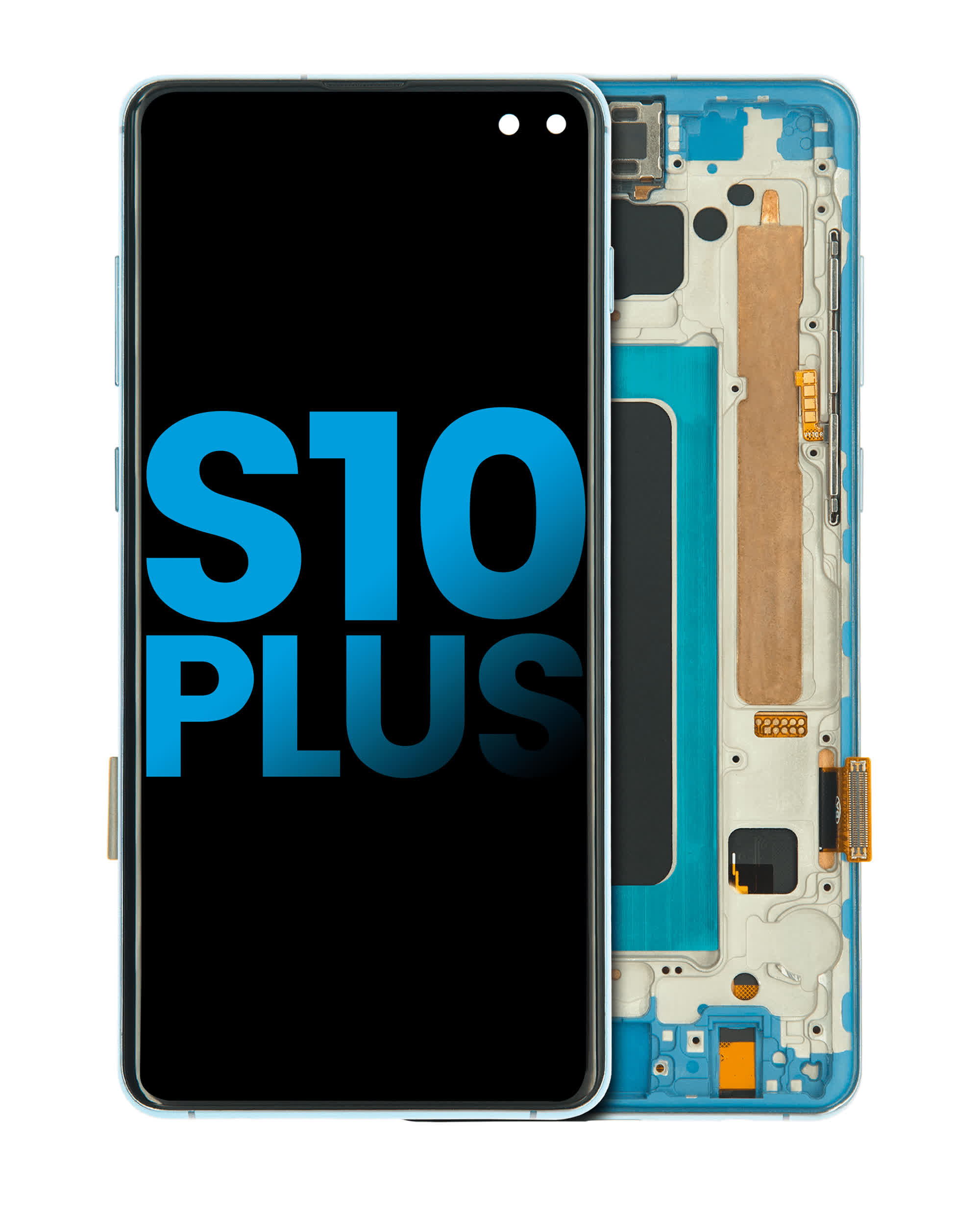 LCD Display mit Rahmen (ohne Fingerprint Sensor) für Samsung Galaxy S10 Plus (Aftermarket Plus: TFT) (Prism Blue)
