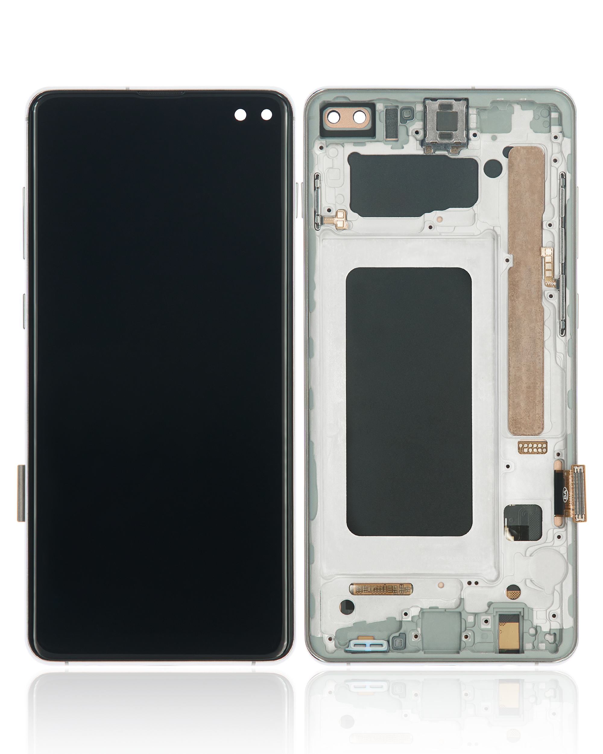 LCD Display mit Rahmen (ohne Fingerprint Sensor) für Samsung Galaxy S10 Plus (Aftermarket Plus: TFT) (Prism White) – Bild 2