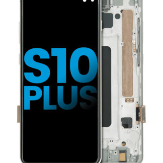 LCD Display mit Rahmen (ohne Fingerprint Sensor) für Samsung Galaxy S10 Plus (Aftermarket Plus: TFT) (Prism White)