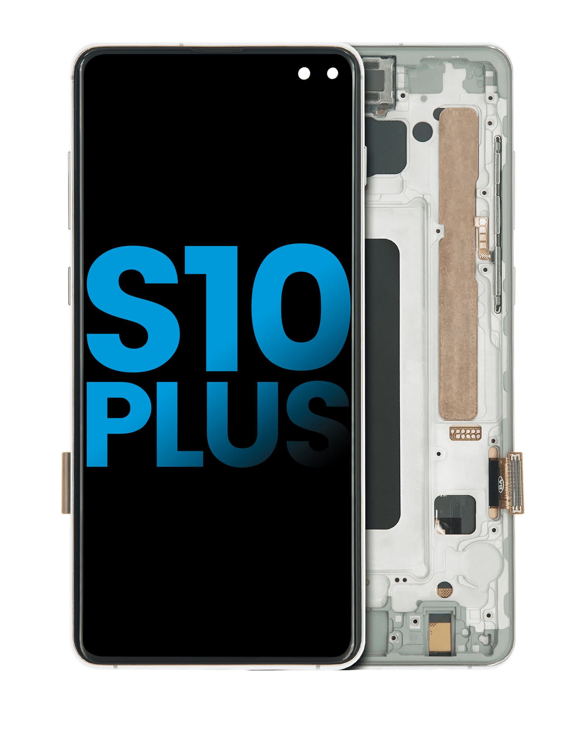 LCD Display mit Rahmen (ohne Fingerprint Sensor) für Samsung Galaxy S10 Plus (Aftermarket Plus: TFT) (Prism White)