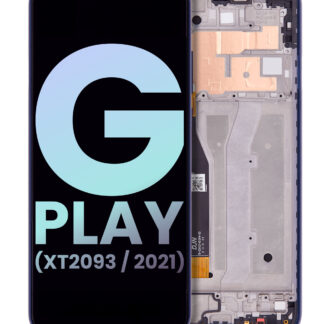 LCD Display mit Rahmen für Motorola Moto G Play (XT2093 / 2021) (Original) (Misty Blue)