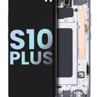 OLED Display mit Rahmen für Samsung Galaxy S10 Plus (Service Pack) (Prism White)