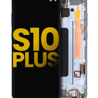 OLED Display mit Rahmen für Samsung Galaxy S10 Plus (professionell aufgearbeitet) (Prism Blue)