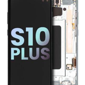 OLED Display mit Rahmen für Samsung Galaxy S10 Plus (Service Pack) (Prism Green)