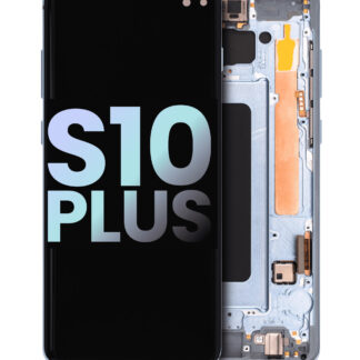 OLED Display mit Rahmen für Samsung Galaxy S10 Plus (Service Pack) (Prism Blue)