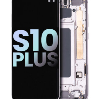 OLED Display mit Rahmen für Samsung Galaxy S10 Plus (Service Pack) (Ceramic White)