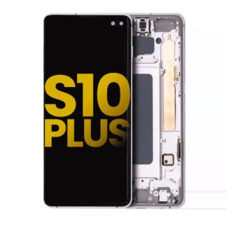 OLED Display mit Rahmen für Samsung Galaxy S10 Plus (professionell aufgearbeitet) (Ceramic White)