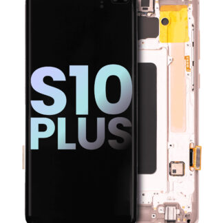 OLED Display mit Rahmen für Samsung Galaxy S10 Plus (Service Pack) (Flamingo Pink (Rosa))