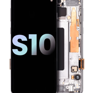 OLED Display mit Rahmen für Samsung Galaxy S10 (Service Pack) (Prism White)