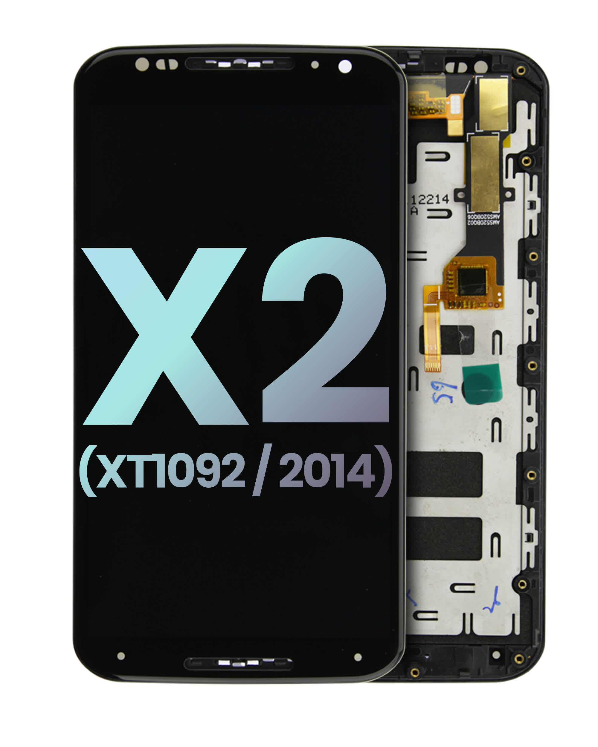 LCD Display mit Rahmen für Motorola Moto X2 (XT1092 / 2014) (Original) (Black (Schwarz))