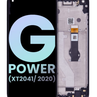 LCD Display mit Rahmen für Motorola Moto G Power (XT2041/ 2020) (Original) (Smoke Black)