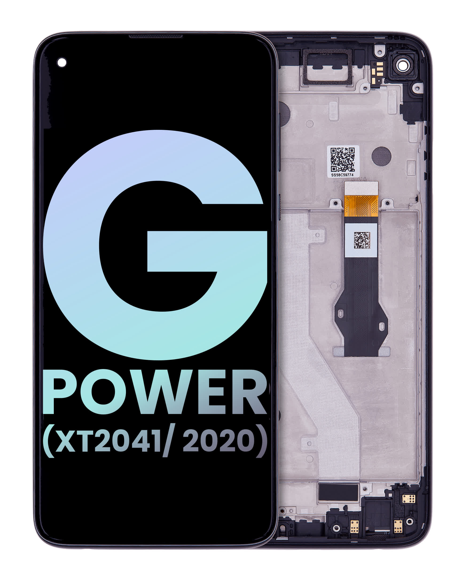 LCD Display mit Rahmen für Motorola Moto G Power (XT2041/ 2020) (Original) (Smoke Black)