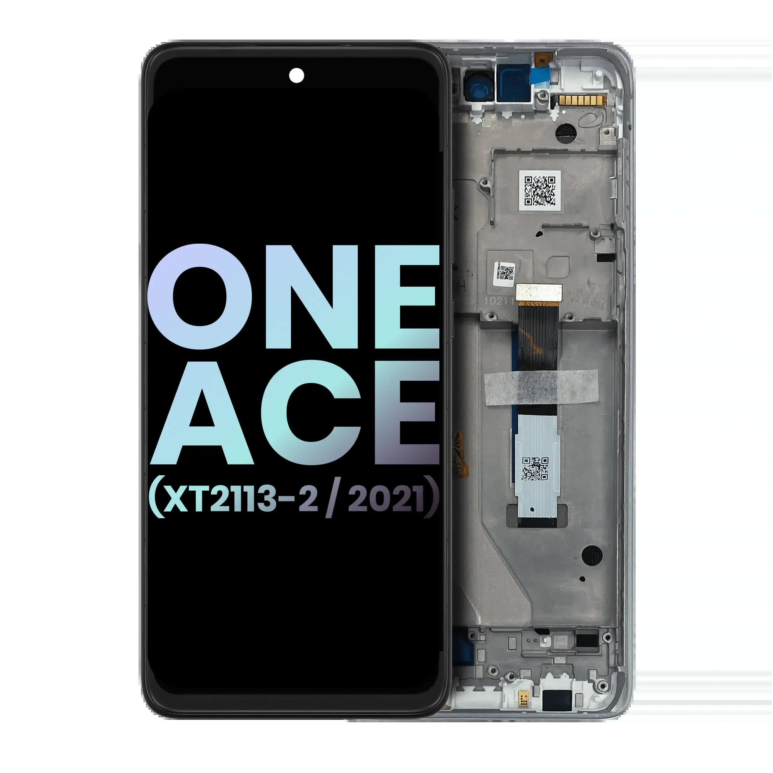 LCD Display mit Rahmen für Motorola One 5G Ace (XT2113-2 / 2021) (Original) (Volcanic Gray)