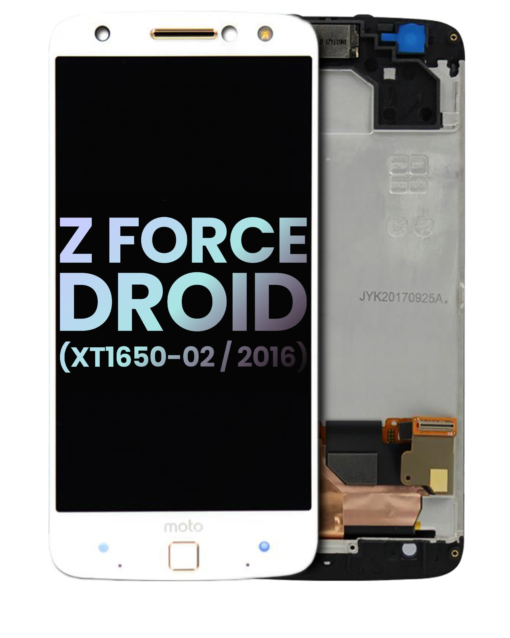 LCD Display mit Rahmen für Motorola Moto Z Force Droid (XT1650-02 / 2016) (Original) (White (Weiß))