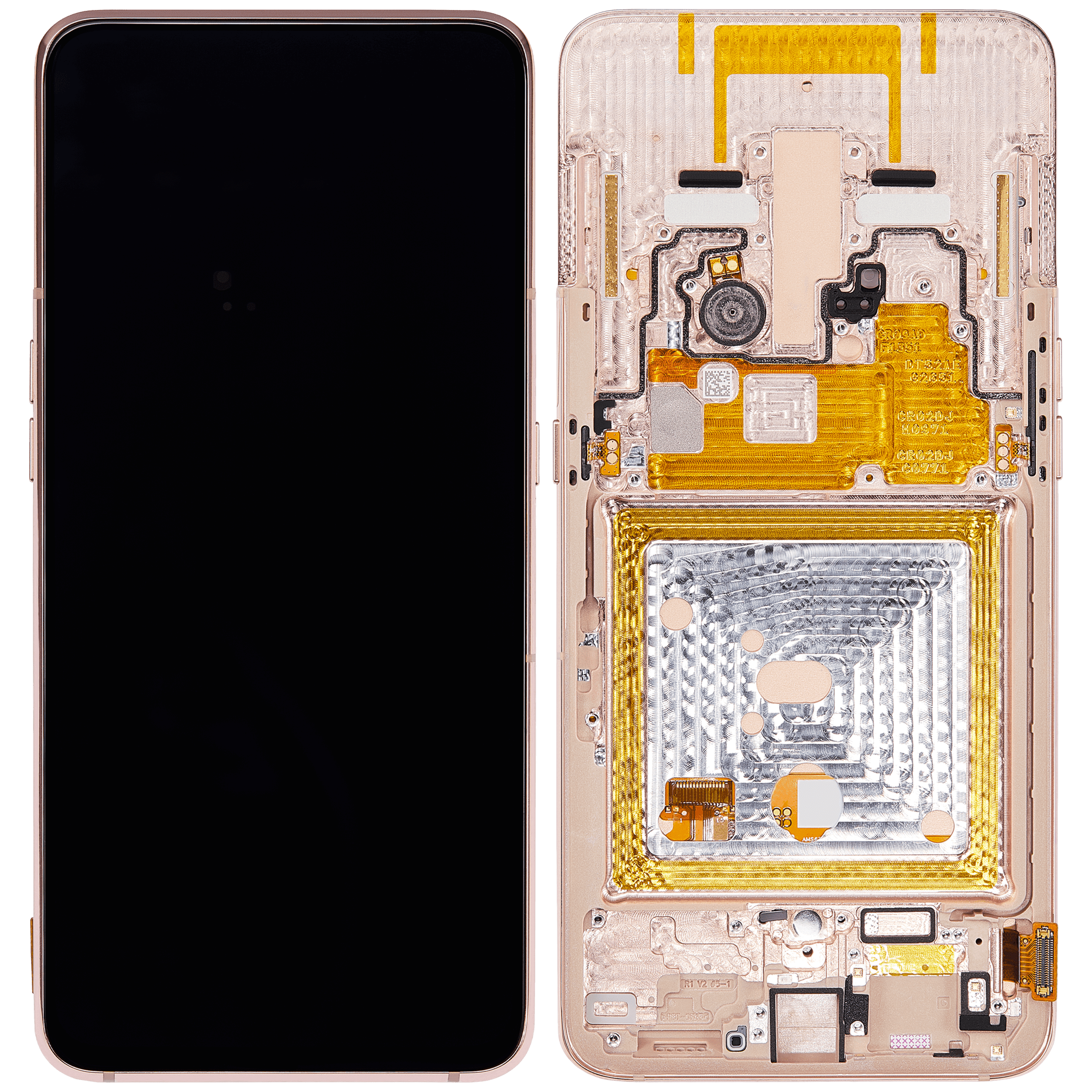 OLED Display mit Rahmen für Samsung Galaxy A80 (A805 / 2019) (Angel Gold) (professionell aufgearbeitet) – Bild 2