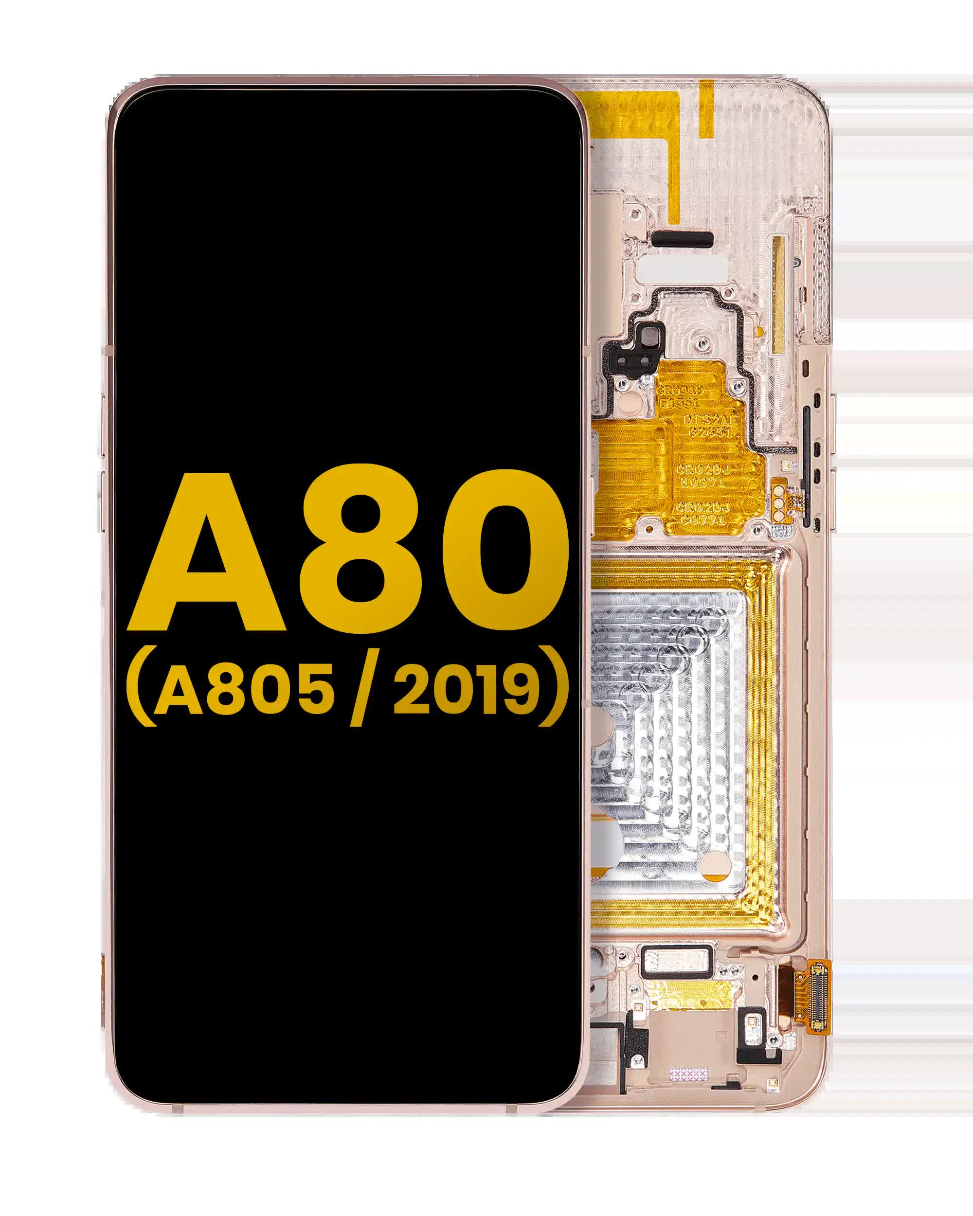 OLED Display mit Rahmen für Samsung Galaxy A80 (A805 / 2019) (Angel Gold) (professionell aufgearbeitet)