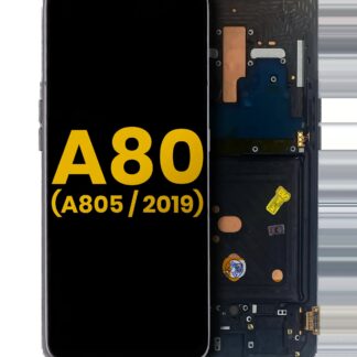 OLED Display mit Rahmen für Samsung Galaxy A80 (A805 / 2019) (professionell aufgearbeitet) (Phantom Black)
