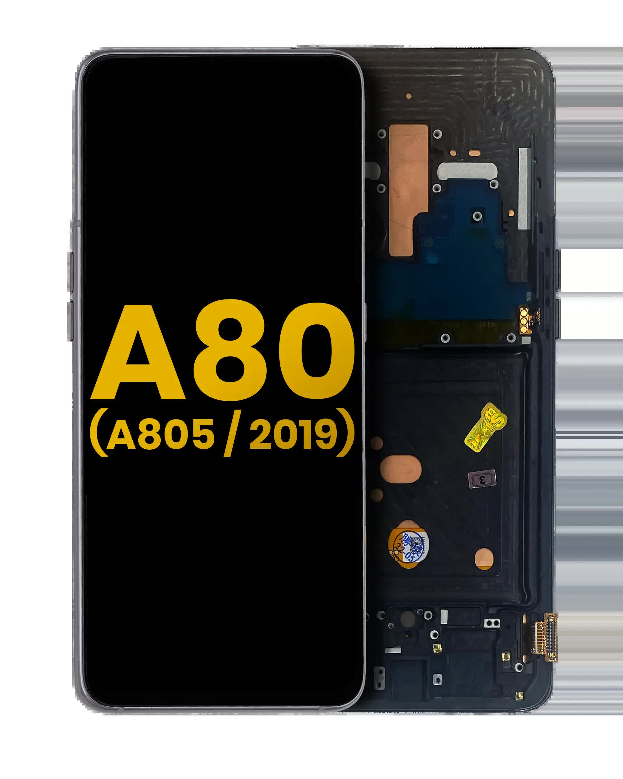 OLED Display mit Rahmen für Samsung Galaxy A80 (A805 / 2019) (professionell aufgearbeitet) (Phantom Black)