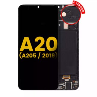 OLED Display mit Rahmen für Samsung Galaxy A20 (A205 / 2019) (F Version) (professionell aufgearbeitet)