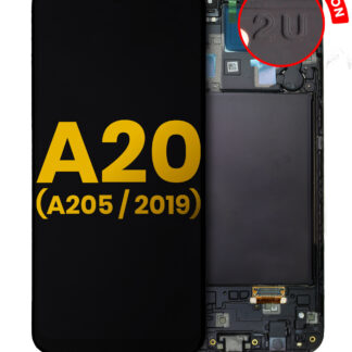 OLED Display mit Rahmen für Samsung Galaxy A20 (A205 / 2019) (U Version) (professionell aufgearbeitet)