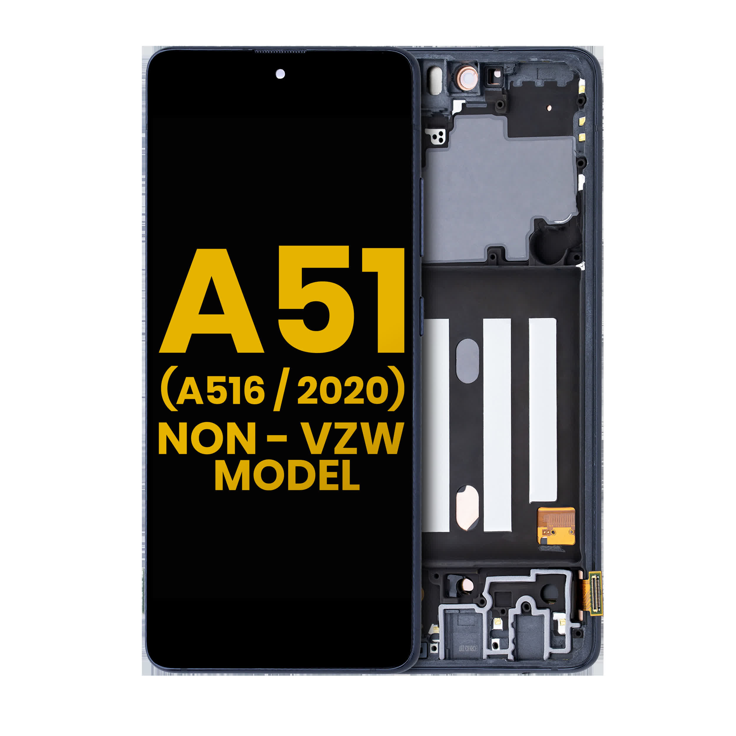 OLED Display mit Rahmen für Samsung Galaxy A51 5G (A516 / 2020) (Non-Verizon 5G UW Rahmen) (professionell aufgearbeitet) (Prism Cube Black)