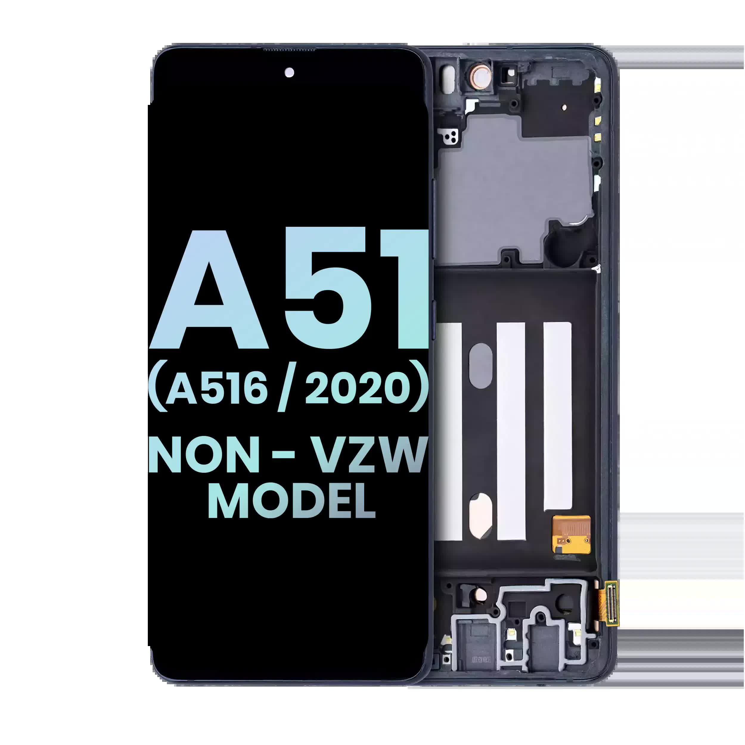 OLED Display mit Rahmen für Samsung Galaxy A51 5G (A516 / 2020) (Non-Verizon 5G UW Rahmen) (Service Pack) (Prism Cube Black)