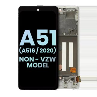 OLED Display mit Rahmen für Samsung Galaxy A51 5G (A516 / 2020) (Non-Verizon 5G UW Rahmen) (Service Pack) (Prism Cube White)