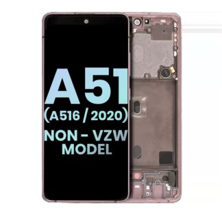 OLED Display mit Rahmen für Samsung Galaxy A51 5G (A516 / 2020) (Non-Verizon 5G UW Rahmen) (Service Pack) (Prism Cube Pink)