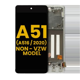 OLED Display mit Rahmen für Samsung Galaxy A51 5G (A516 / 2020) (Non-Verizon 5G UW Rahmen) (professionell aufgearbeitet) (Prism Cube White)