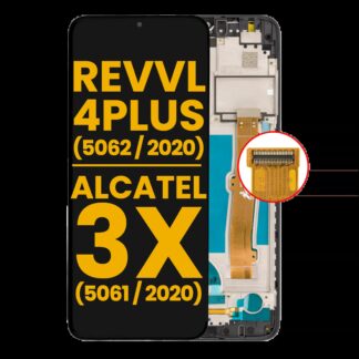 LCD Display mit Rahmen für T-Mobile Revvl 4 Plus (5062 / 2020) / Alcatel 3X (5061 / 2020) (professionell aufgearbeitet) (Black (Schwarz))